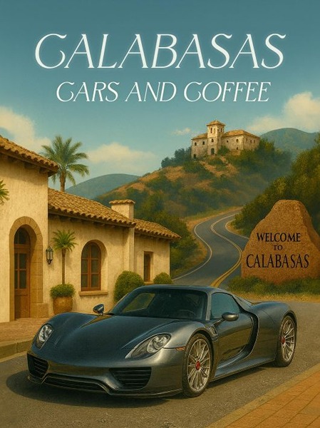 Calabasas Cars and Coffee flyer April 2025
